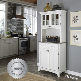 Homestyle Kitchen Buffet Hutch Solid Wood White Server Storage Cabinet Drawers Stainless T