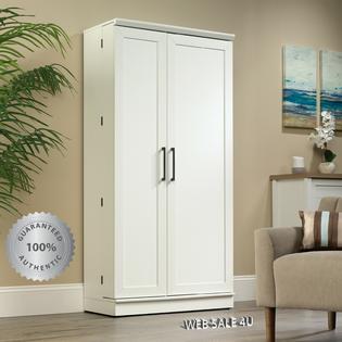 Sauder Usa Large Storage Kitchen Cabinet White 2 Door Organizer Tall Pantry Wood Cupboard