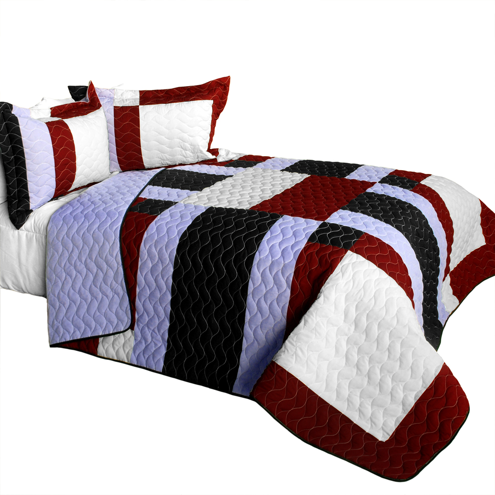 GEORGE & JIMMY Elegant Voice 3PC Brand New Vermicelli-Quilted Patchwork Quilt Set Full/Queen