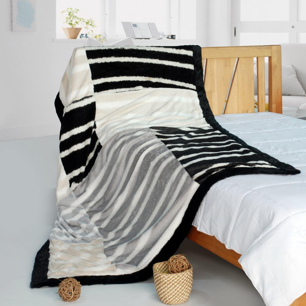 GEORGE & JIMMY Onitiva - Classic Stripe Patchwork Throw Blanket (61"-86.6")