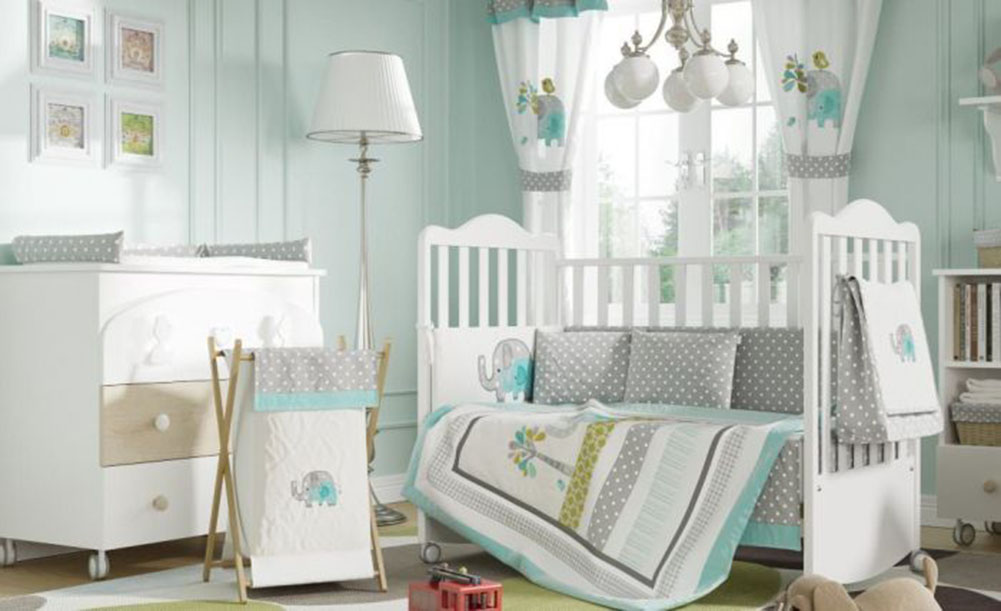 George Jimmy Green Elephant 4 Piece Crib Bedding Set Bumper