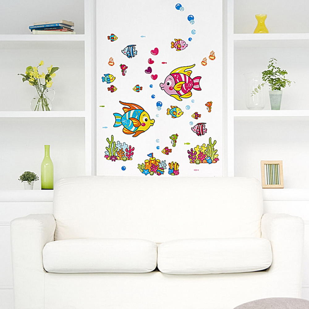 GEORGE & JIMMY Cartoon Fish-2 - Wall Decals Stickers Appliques Home Decor