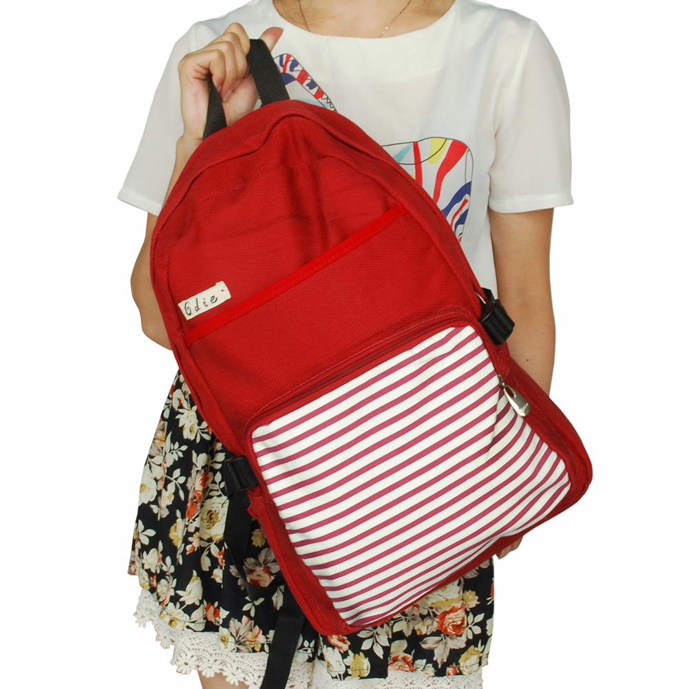 GEORGE & JIMMY [Lively Red] Fabric Art School Backpack Outdoor Daypack