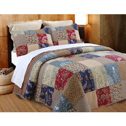 GEORGE & JIMMY Multicolor Patchwork Quilt Set 3Pcs Bedding Set Bedroom Bed 100% Cotton King Size