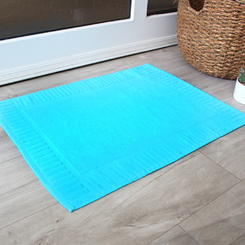 GEORGE & JIMMY Hurbane Bath Mat Towel Rug for Bathroom Set 100% Cotton Turquoise 4 Pcs