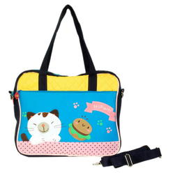 GEORGE & JIMMY [Pretty Kitten] Embroidered Applique Fabric Art Shoulder Tote Bag / Swingpack Bag (13.4*11.6*2.7)
