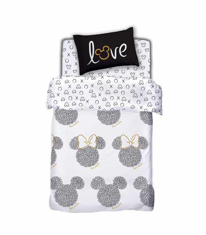GEORGE & JIMMY Minnie Mouse Love You Bedding Set 100% Cotton Toddler Fitted Crib Bed 3 Pcs