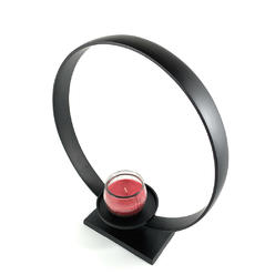 Vibhsa Ring Candle Holder Black Glossy