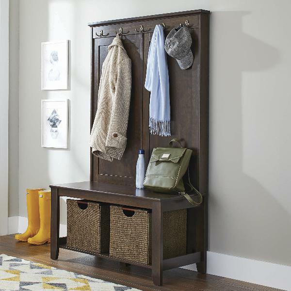 Better Homes Gardens Hall Tree Bench Coat Rack Entryway Hallway Mudroom Storage Organizer Unit Brown Better Homes Gardens Hall Tree Bench, Entrance Way Bench With Coat Rack
