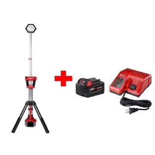 Milwaukee Lithium Ion 18v M18 Cordless Rocket Dual Power Tower Light W Battery And Charger