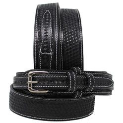 Affilare 53-54  Men's Leather Basket Weave Tooled Casual Jean Ranger Belt Black 12RAA101BK