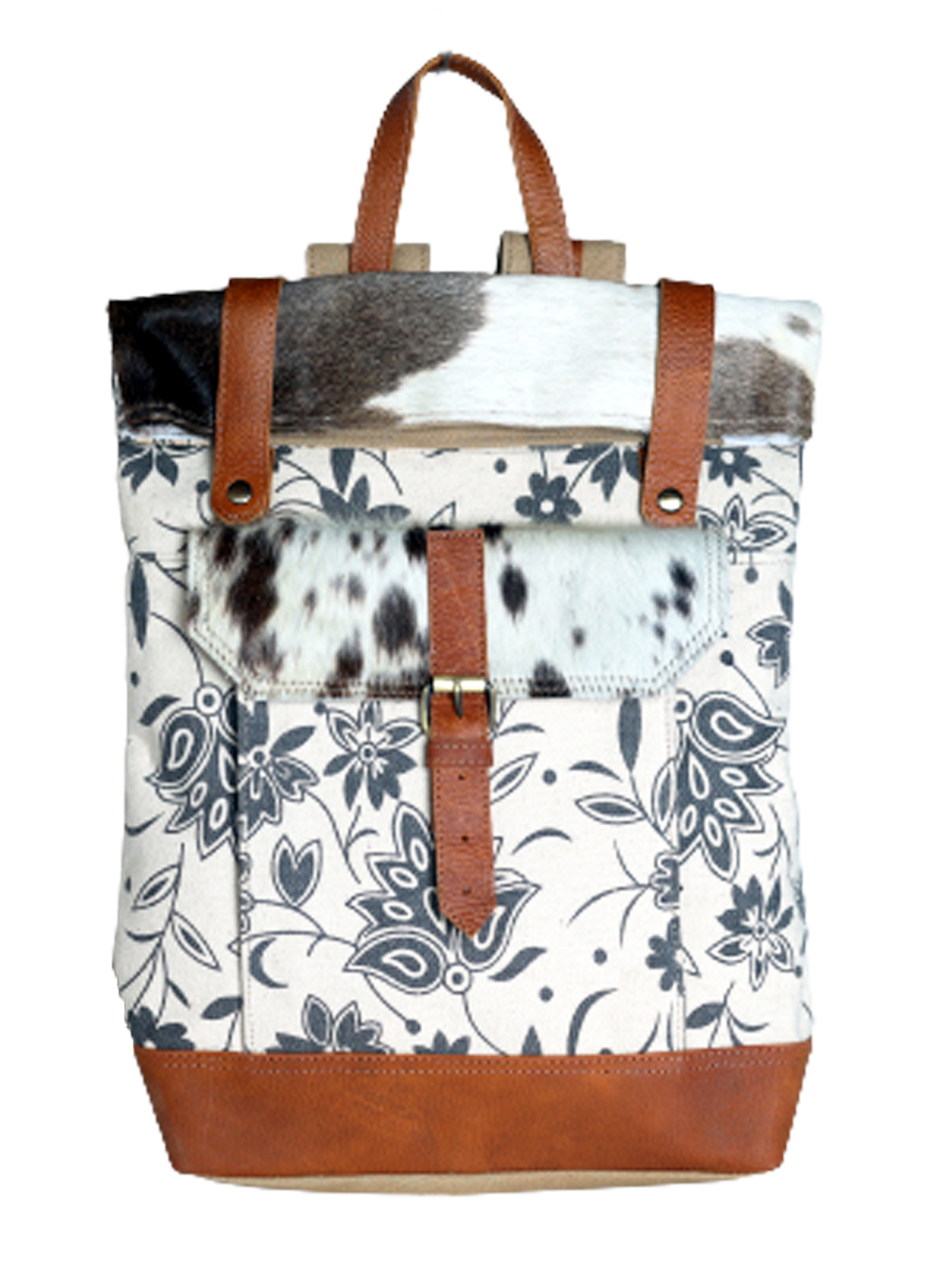 Floral Canvas and Leather Womens Backpack Coach Backpack Mercer Hawaiian Palm F72083 Grayish Purple  main image 4
