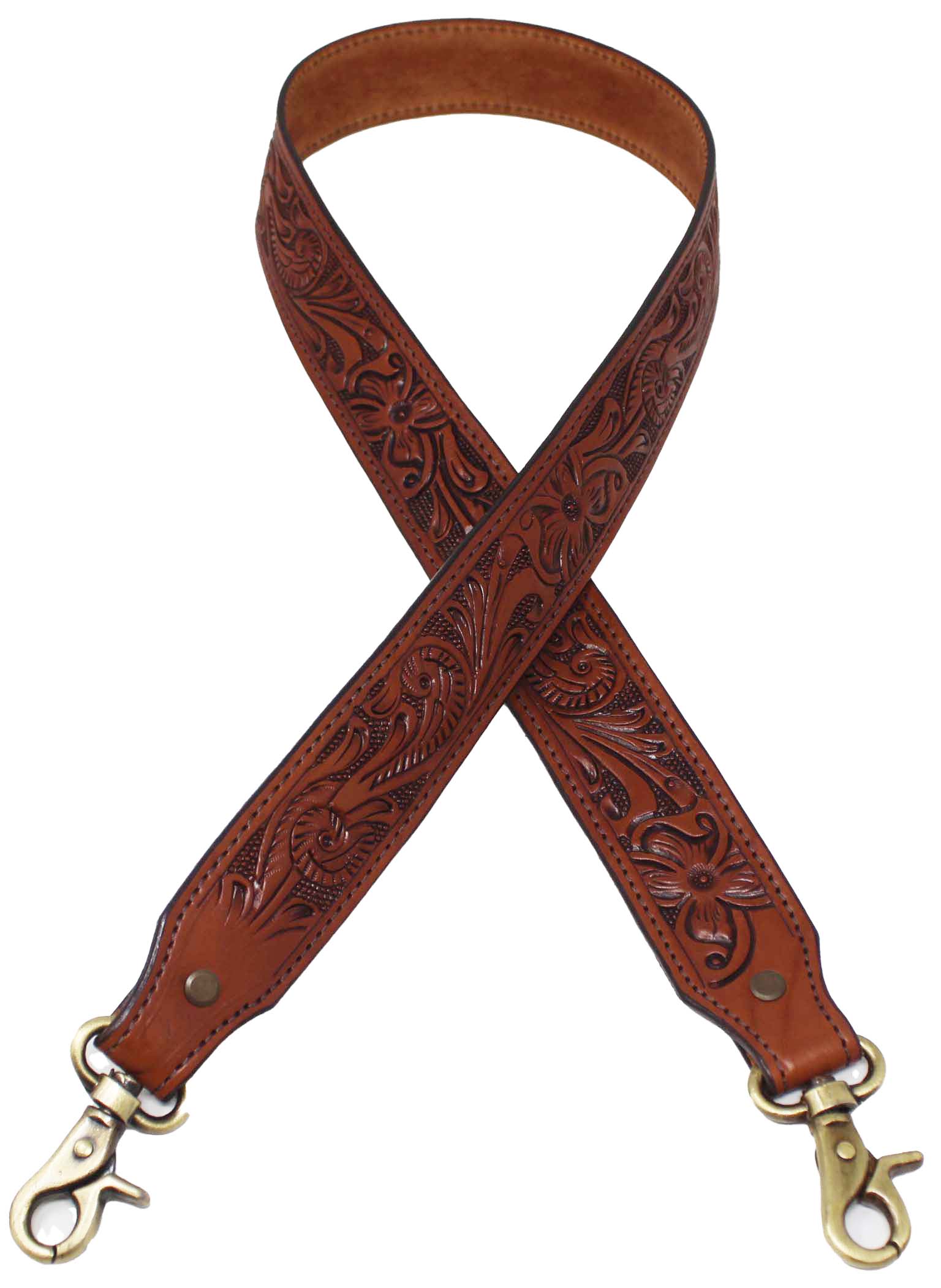 Challenger Western Floral Tooled Brown Leather Replacement Shoulder Purse  Strap 115RS22
