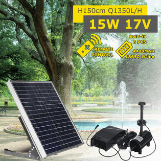 Elfeland Crb1212232 Solar Power Water Pump Fountain Submersible With Filter Remote Pond Pool L X