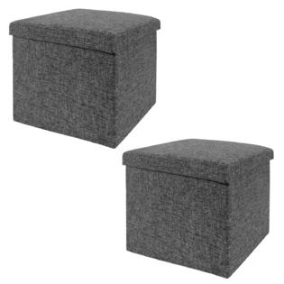 Seville Classics Foldable Storage Bench Ottoman Charcoal Gray Seville Classics Foldable Storage Ottoman, Charcoal Gray (2 Pack)