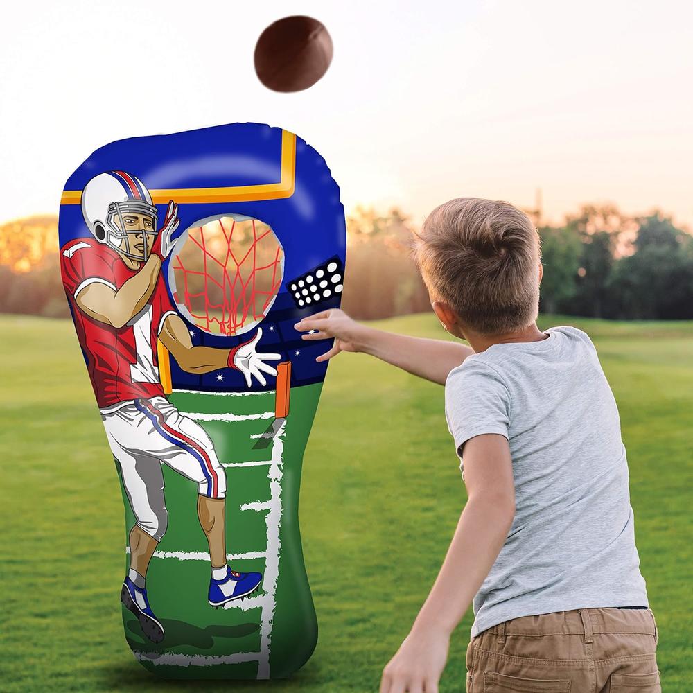 Island Genius Inflatable Football Toss Target Party Game, Sports Toys Gear and Gifts for Kids Boys Girls and
