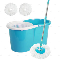 BL 360 Degree Rotating Easy Magic Floor Mop and Twist Spinning Dry Bucket with 2 Microfiber Mop Head