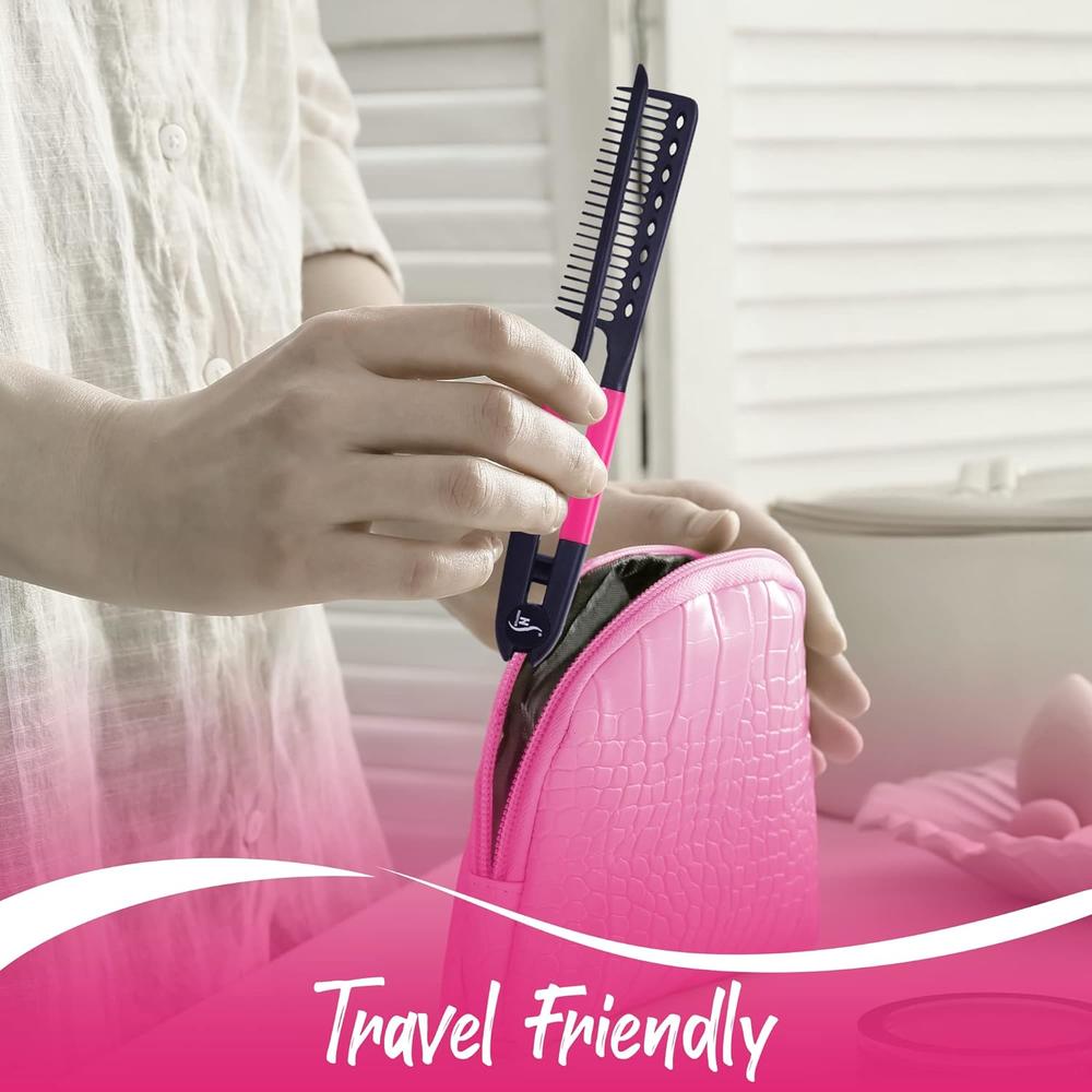 Herstyler Straightening Comb For Hair - Flat Iron Comb For Great Tresses With A Firm Grip (Pink)