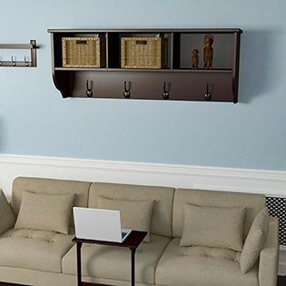Homfa Hanging Coat Hooks Entryway Shelf 38 6 Wall Mounted Storage