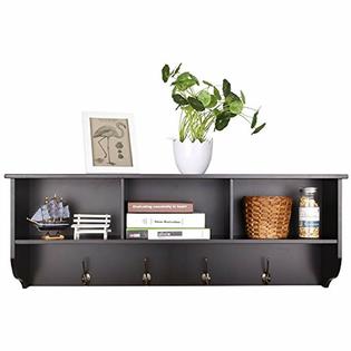 Homfa Hanging Coat Hooks Entryway Shelf 38 6 Wall Mounted Storage