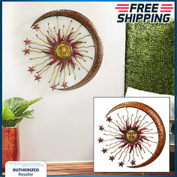 Benzara Copper Sun Moon Star Wall Art Decor Sculpture