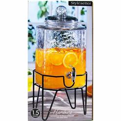 Del Sol Ribbed Glass Beverage Dispenser With Stand 1 5 Gallon