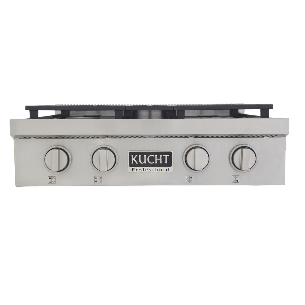 KUCHT Professional 30 in. Natural Gas Range Top with Sealed Burners Stainless Steel with Classic Silver Knobs