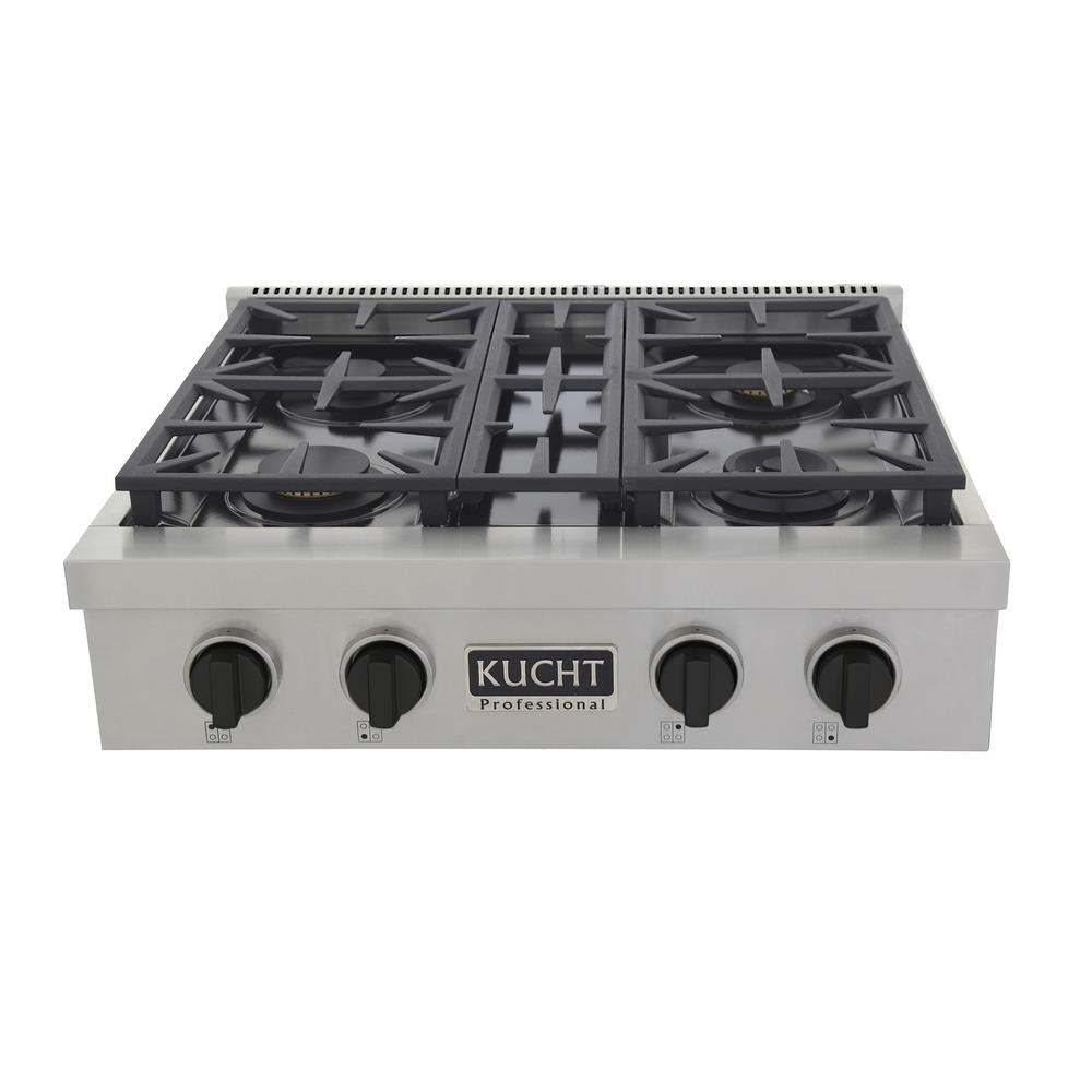 KUCHT Professional 30 in. Propane Gas Range Top with Sealed Burners in Stainless Steel with Tuxedo Black Knobs