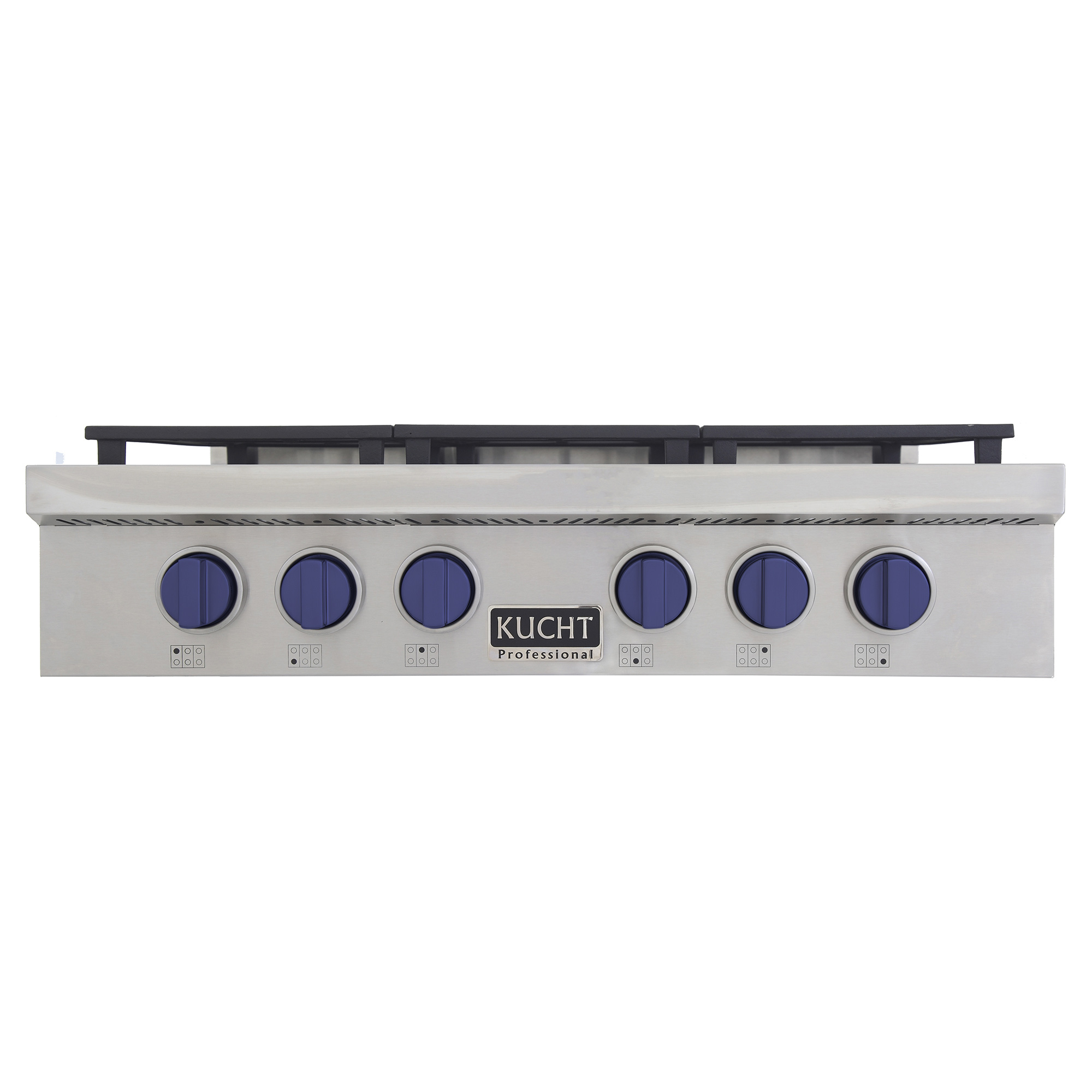 KUCHT Professional 36 in. Natural Gas Range Top with Sealed Burners in Stainless Steel with Royal Blue Knobs 