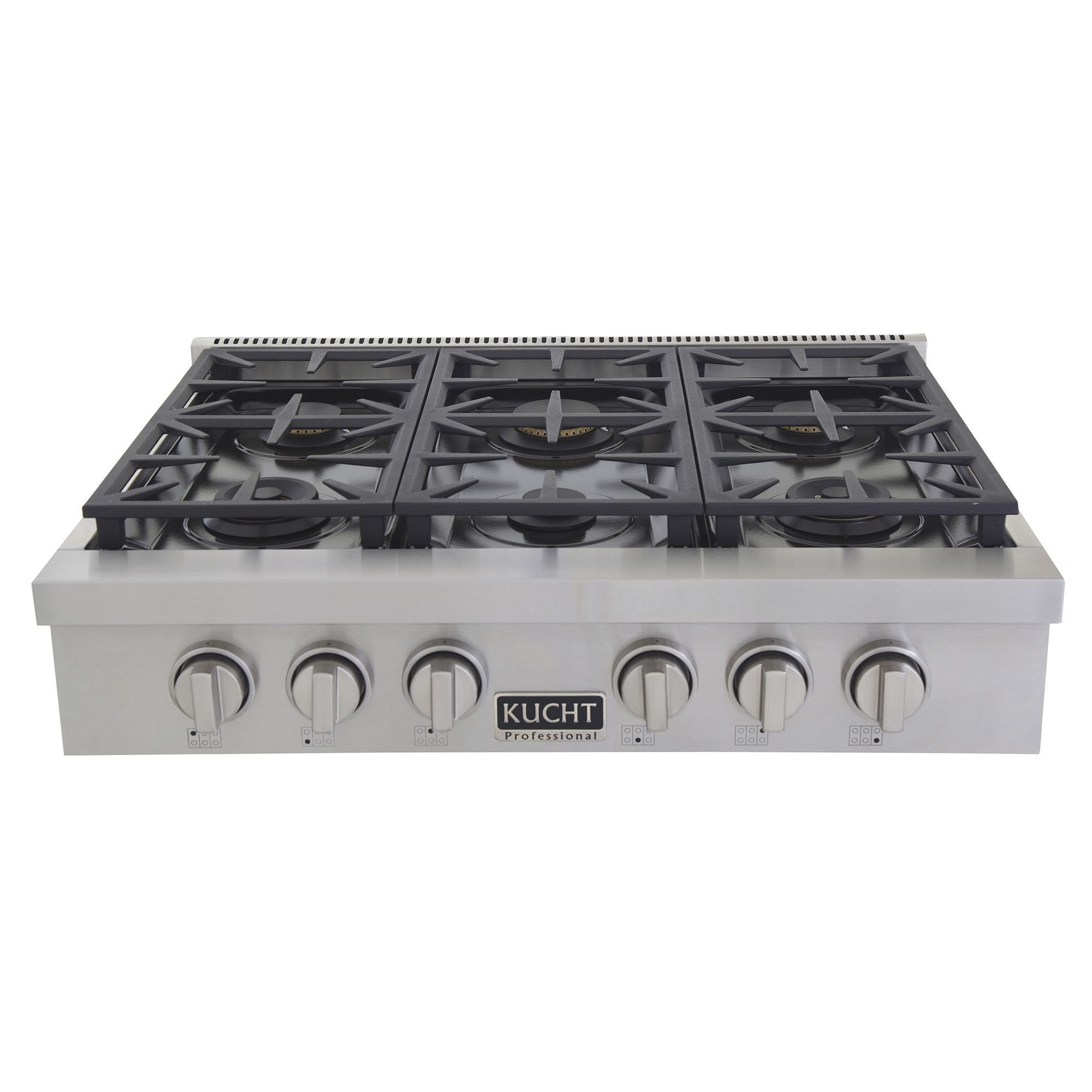 KUCHT Professional 36 in. Propane Gas Range Top with Sealed Burners in Stainless Steel with Classic Silver Knobs