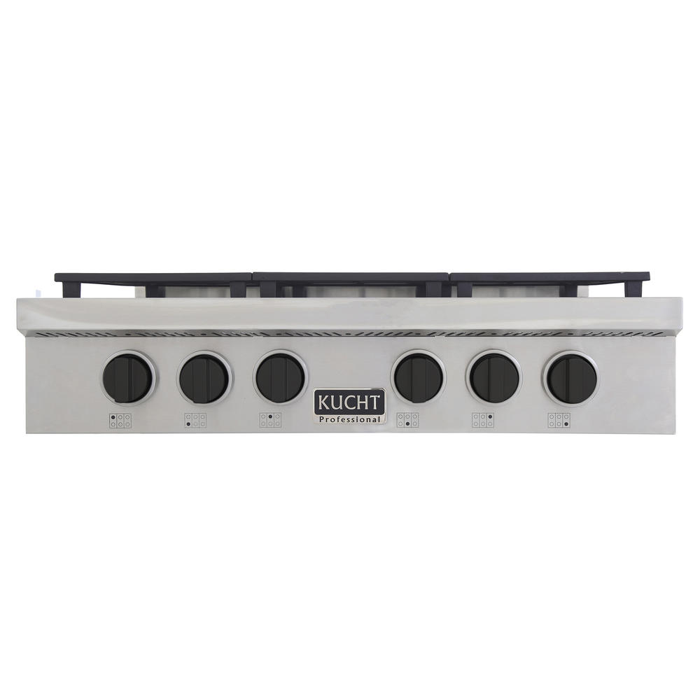 KUCHT Professional 36 in. Propane Gas Range with Sealed Burners  in Stainless Steel with Tuxedo Black Knobs