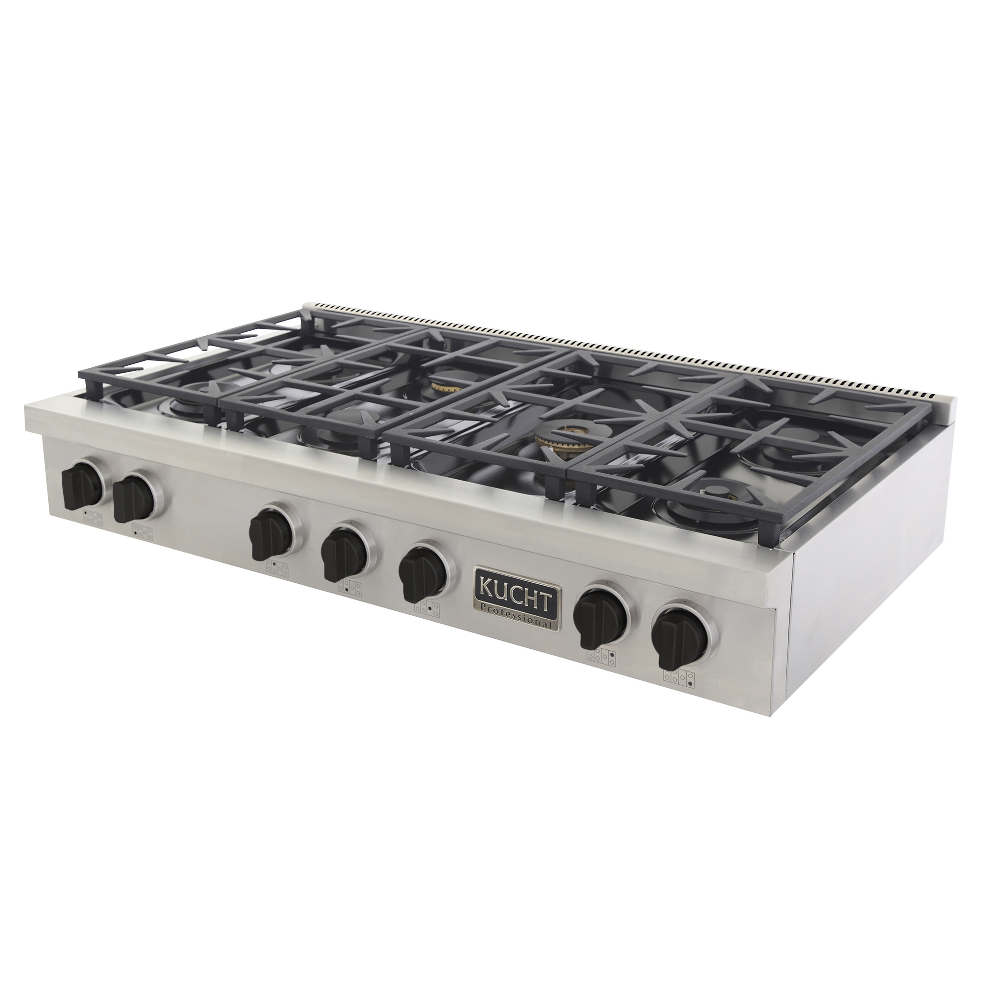 KUCHT Professional 48 in. Natural Gas Range Top with Sealed Burners, in Stainless Steel with Tuxedo Black Knobs