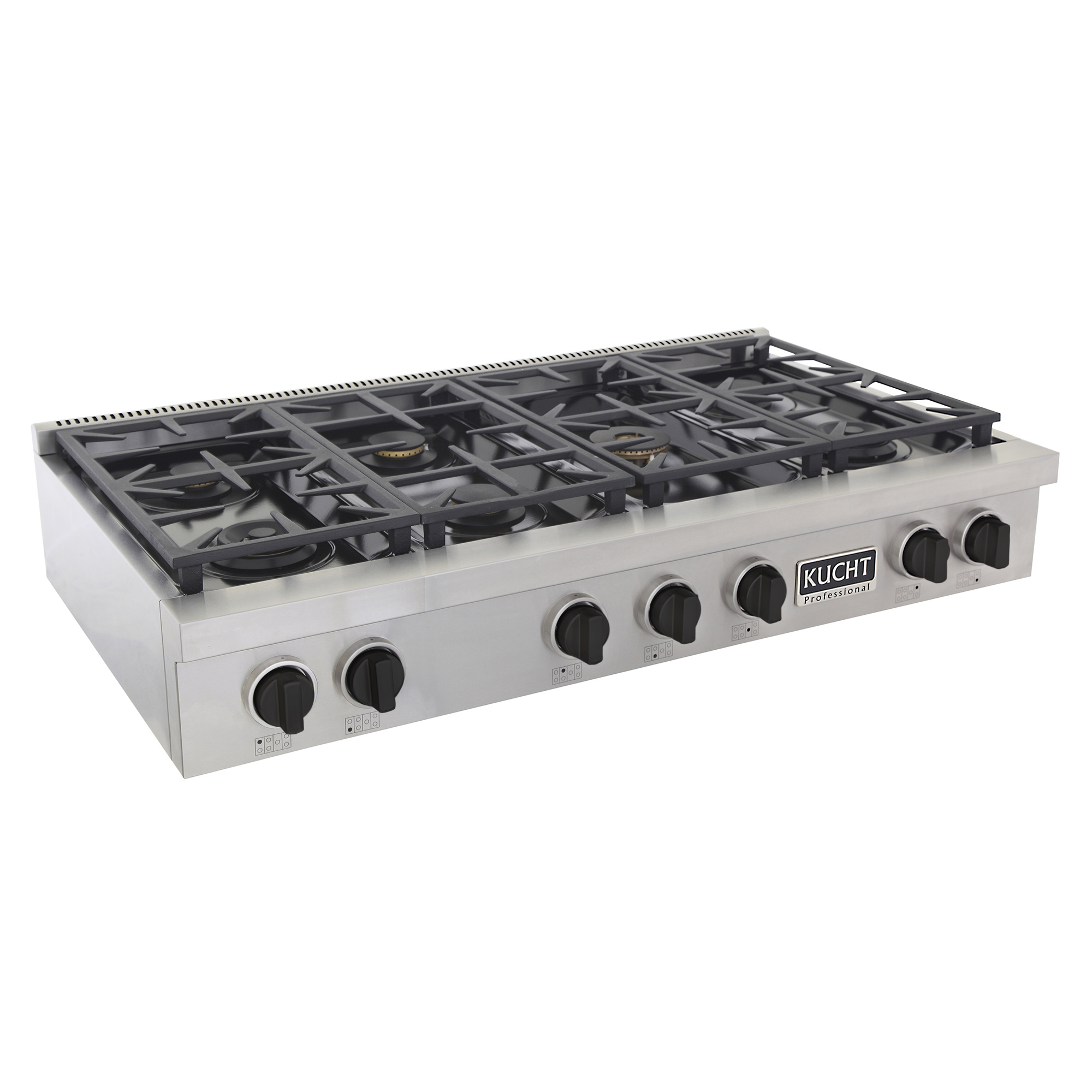 KUCHT Professional 48 in. Natural Gas Range Top with Sealed Burners, in Stainless Steel with Tuxedo Black Knobs