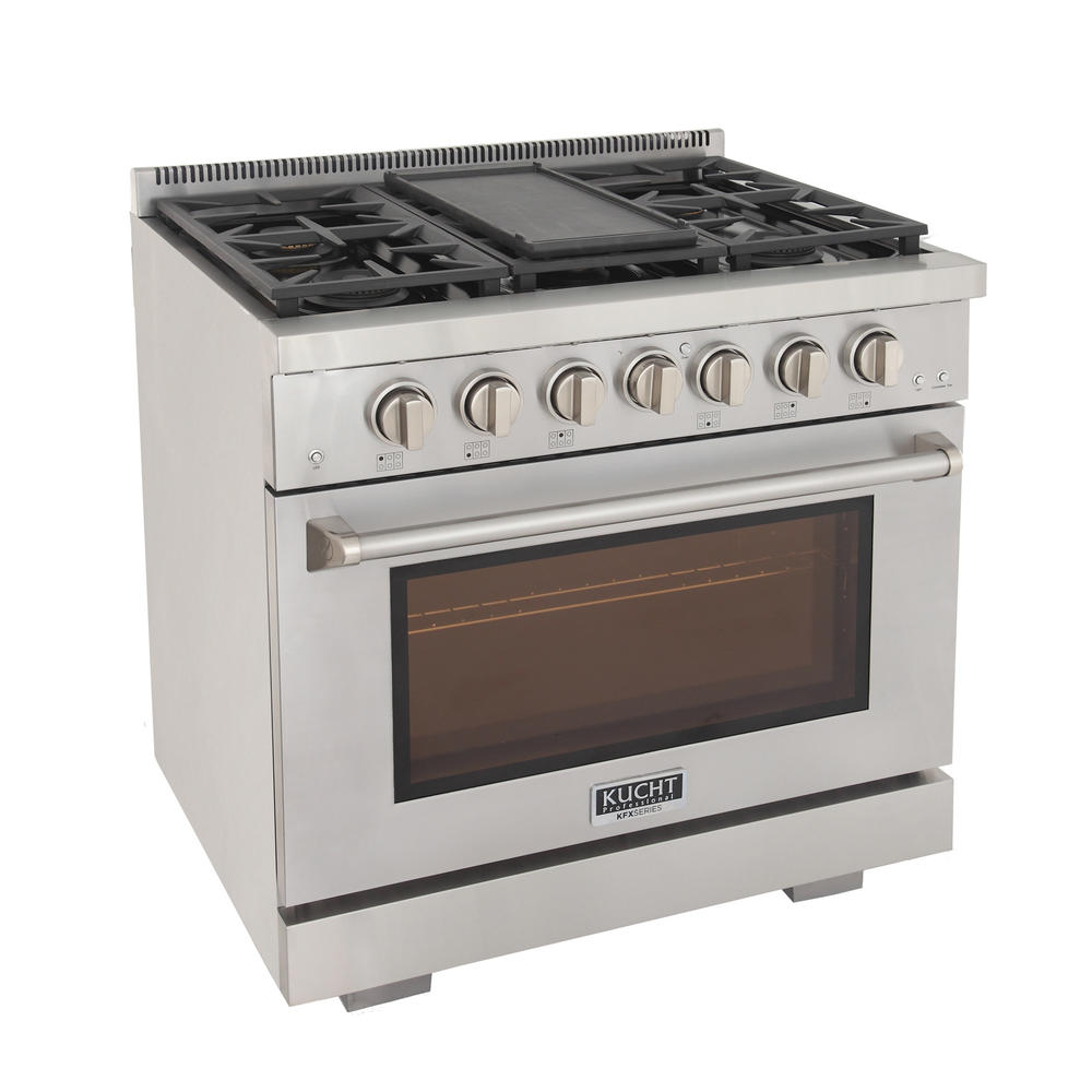 KUCHT Professional 36 in. 5.2 cu. ft. Propane Gas Range with Sealed Burners and Convection Oven in Stainless Steel