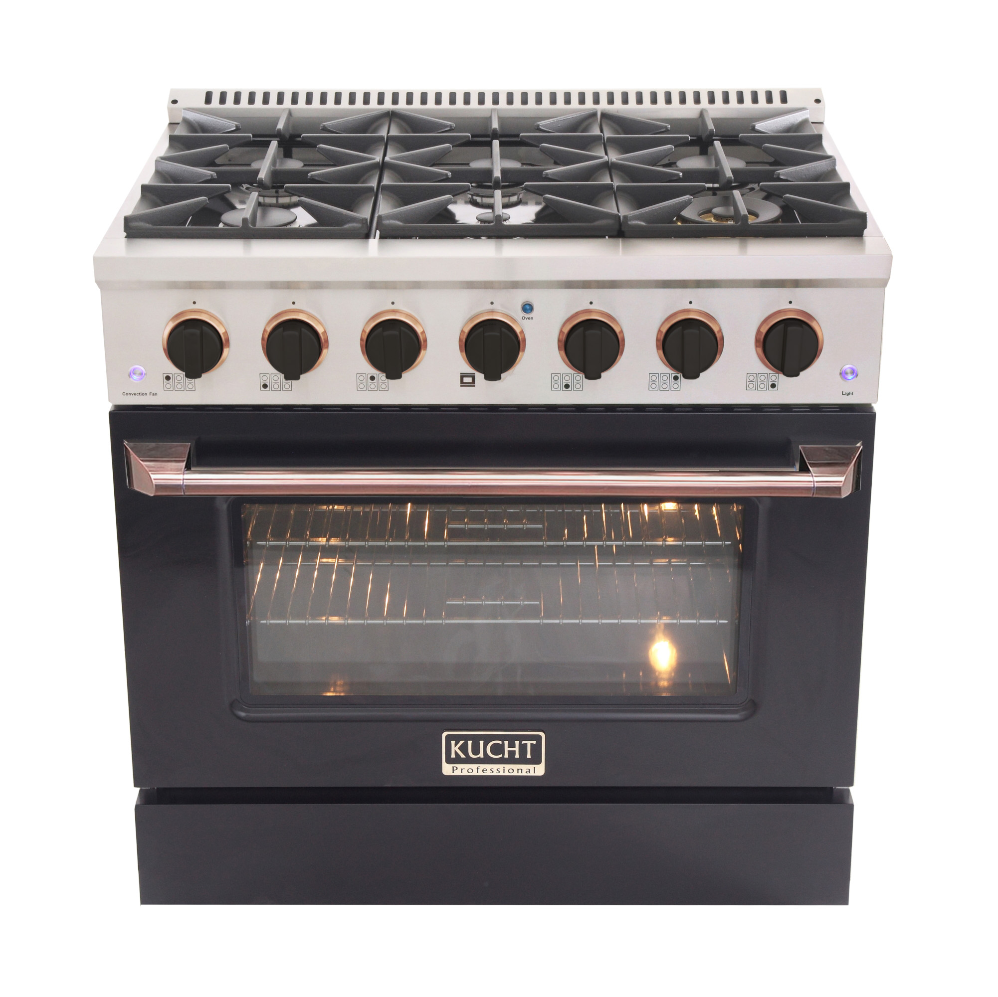 KUCHT Professional 36 in. 5.2 cu. ft. Natural Gas Range with Sealed Burners and Convection Oven in Stainless Steel customized