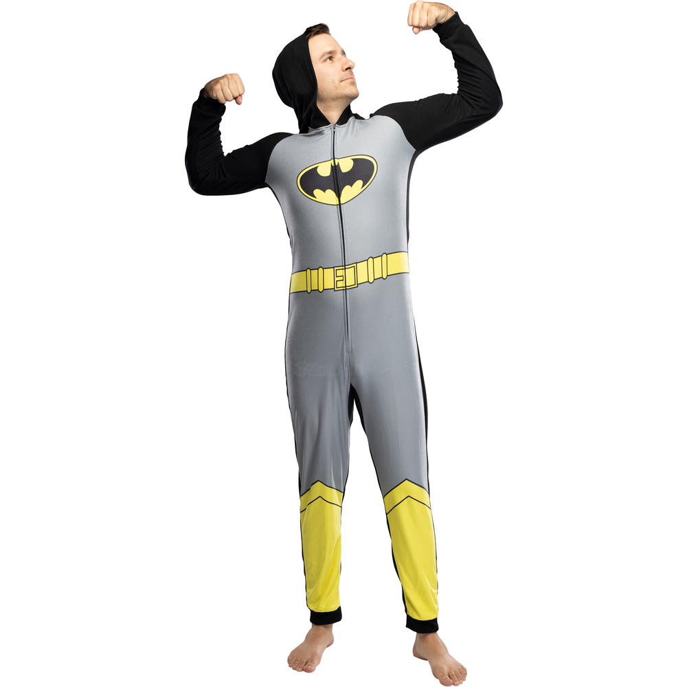 Intimo DC Comics Mens' Superhero Character Hooded Union Suit Footless Pajamas Costume