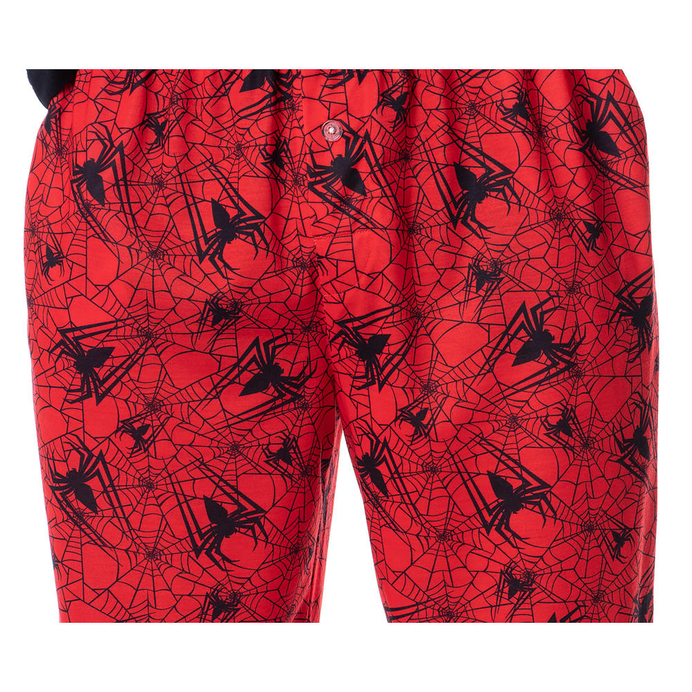 Intimo Marvel Comics Mens' Spider-Man Logo Icon Tossed Print Sleep Pajama Set