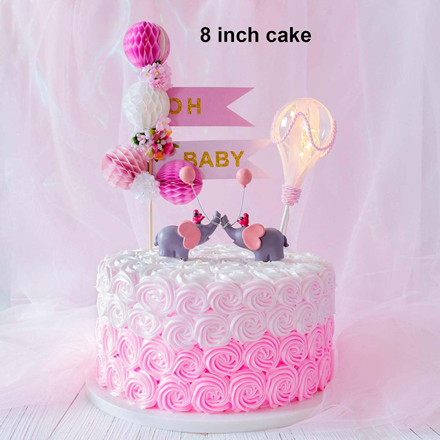 Newqueen Resin Elephant Cake Topper With Balloon Bird Baby Shower