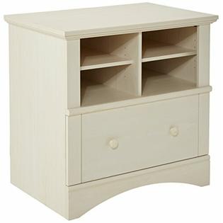 Sauder Harbor View Lateral File Antiqued White Finish Antiqued