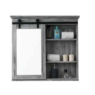 Glacier Bay Barn Door Medicine Cabinet Washed Gray Finish 2