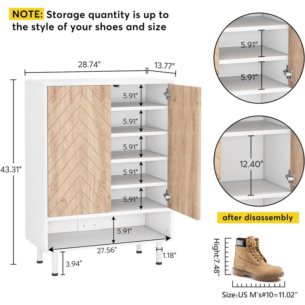 Tribesigns  Modern Shoe Storage Cabinet with Door, Freestanding Shoe Rack Organizer for Entryway Hallway Doorway