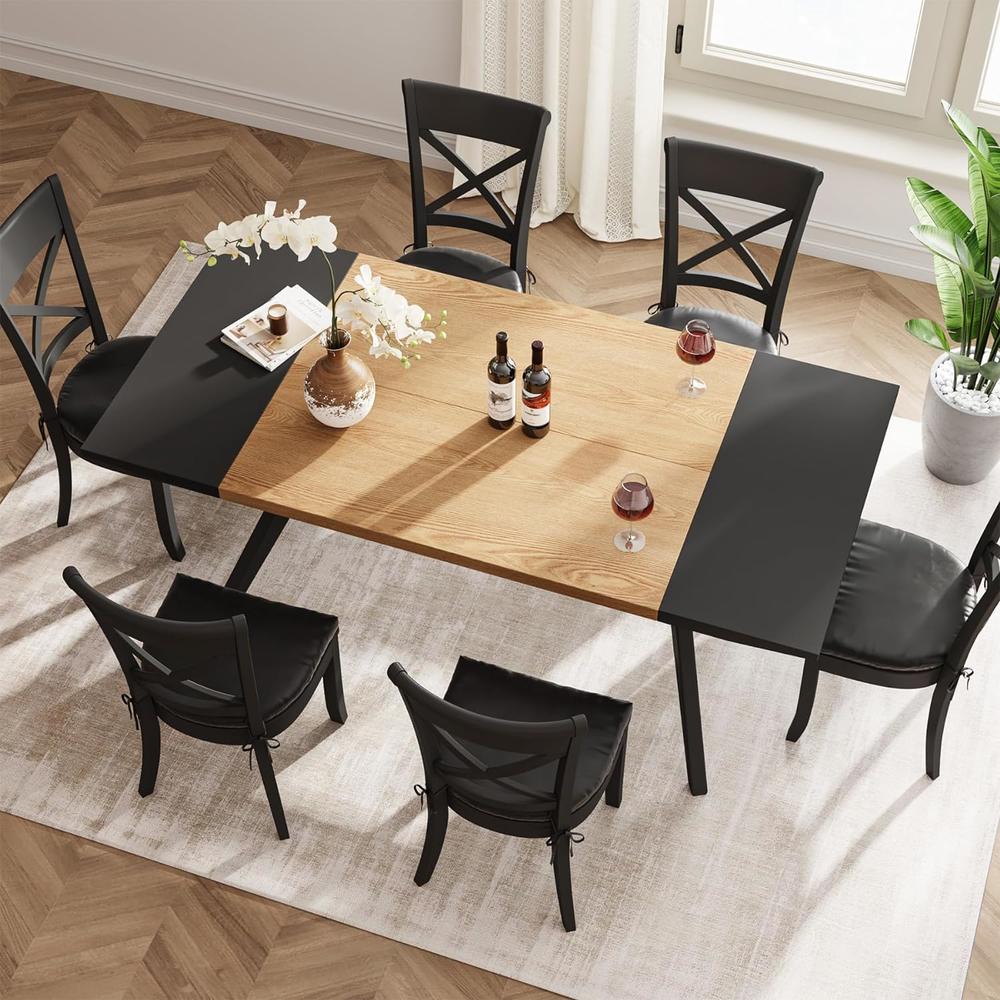 Tribesigns 63" W Wood Dining Table for 4-6 People, Modern Rectangular Kitchen Table Dinner Table, Large Dining Room Table