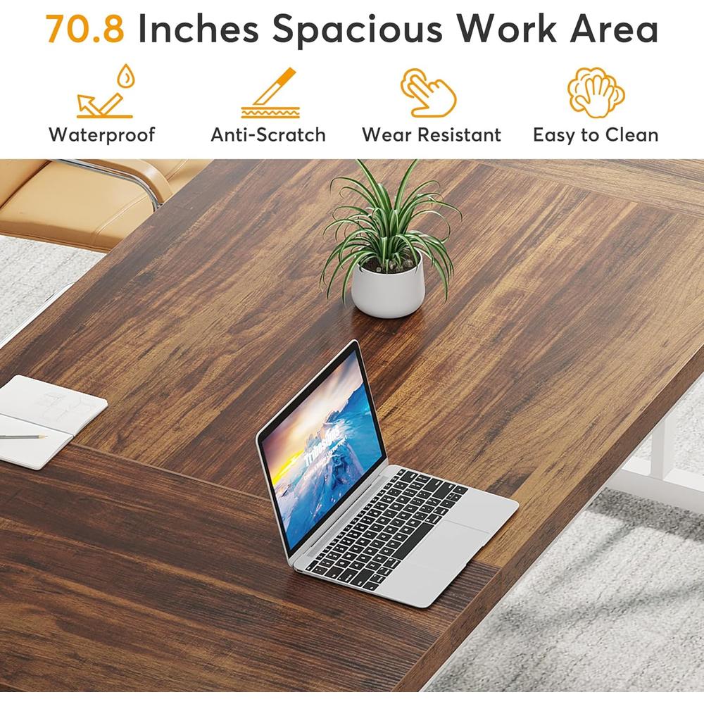 Tribesigns 70.8-Inch Executive Desk, Large Computer Office Desk Workstation, Modern Simple Style Laptop Desk Study Writing Table