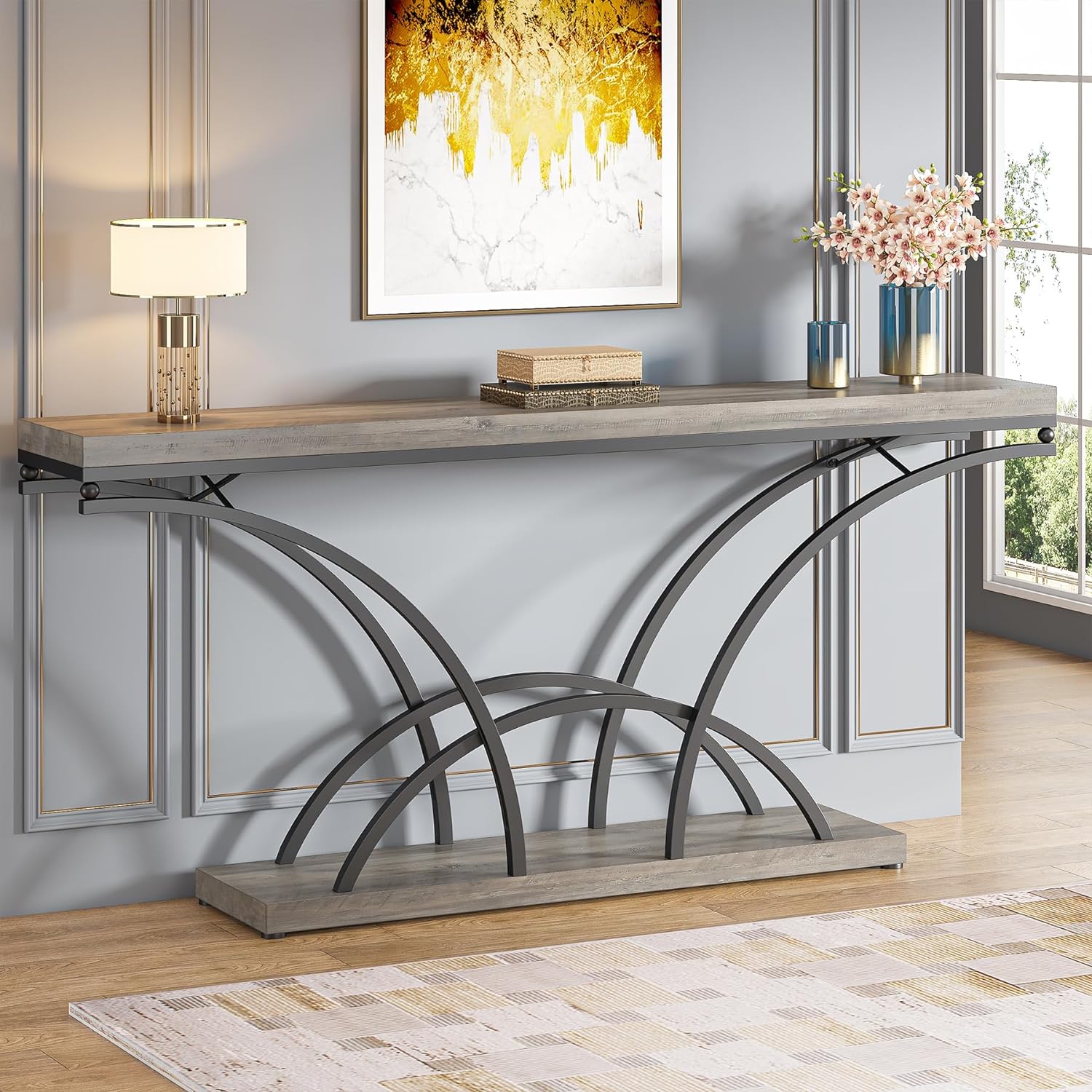 Tribesigns 70.9 Inch Extra Long Console Table for Entryway, Sofa Table with Half-Moon Shape Legs,Modern Accent Tables