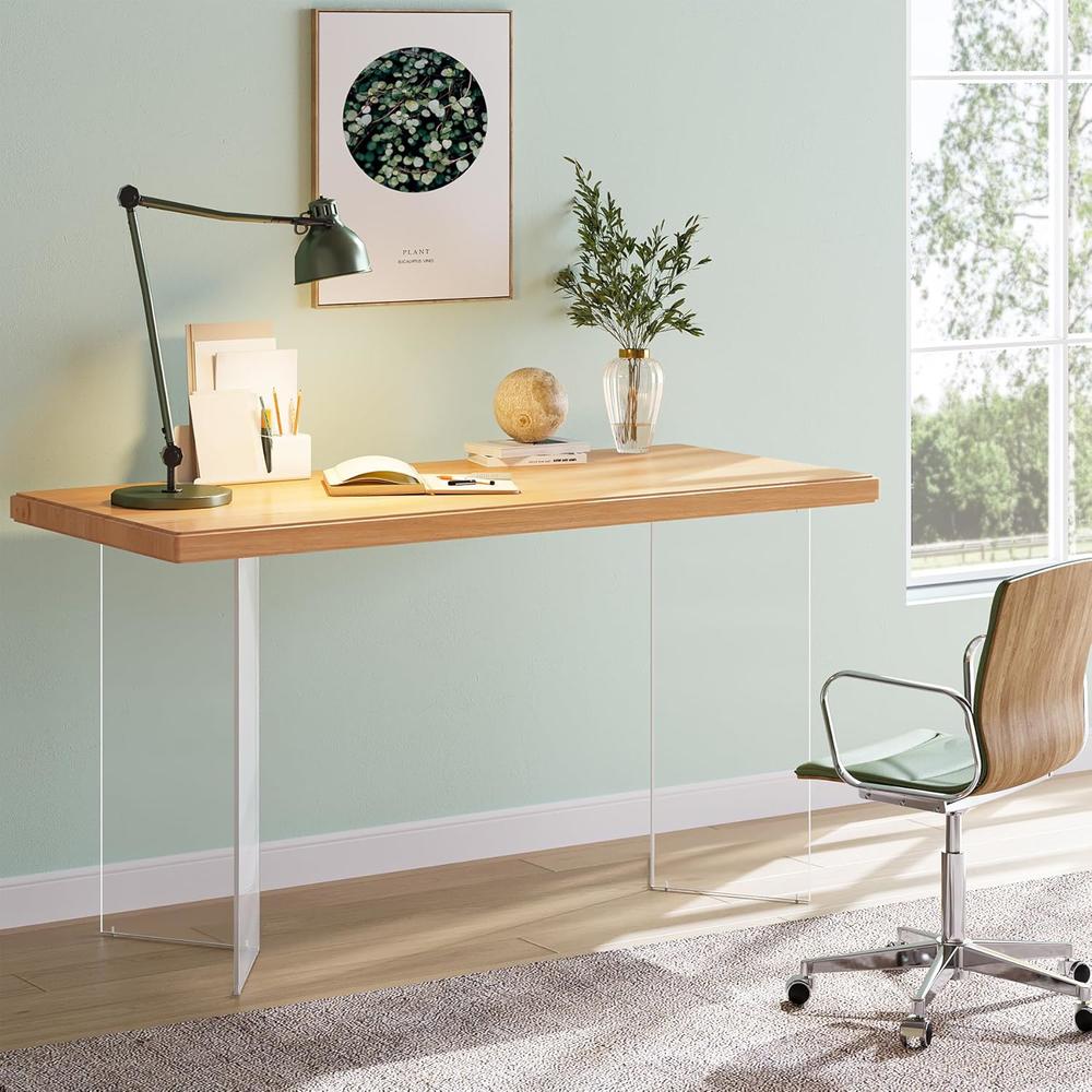 Tribesigns Computer Desk, Modern Home Office Desks with Acrylic Legs ...