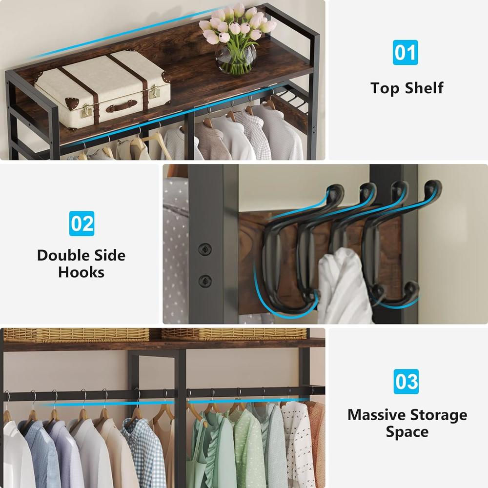 Tribesigns Freestanding Closet Organizer for Hanging Clothes, Heavy Duty Garment Rack with 4 Drawers