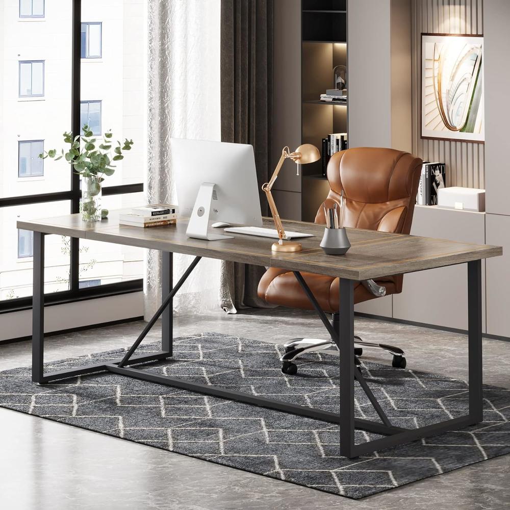 Tribesigns Modern Executive Desk, 70.9’’ W X 31.5’’ D Large Computer Desk Office Work Desks with Gold Metal Base
