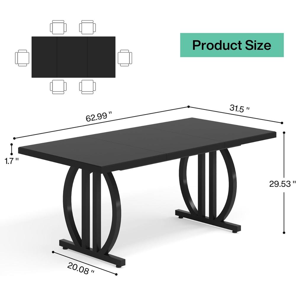 Tribesigns Dining Table for 4-6 People, 63-Inch Large Dining Room Table,Modern Industrial Rectangular Kitchen Table Dinner Table