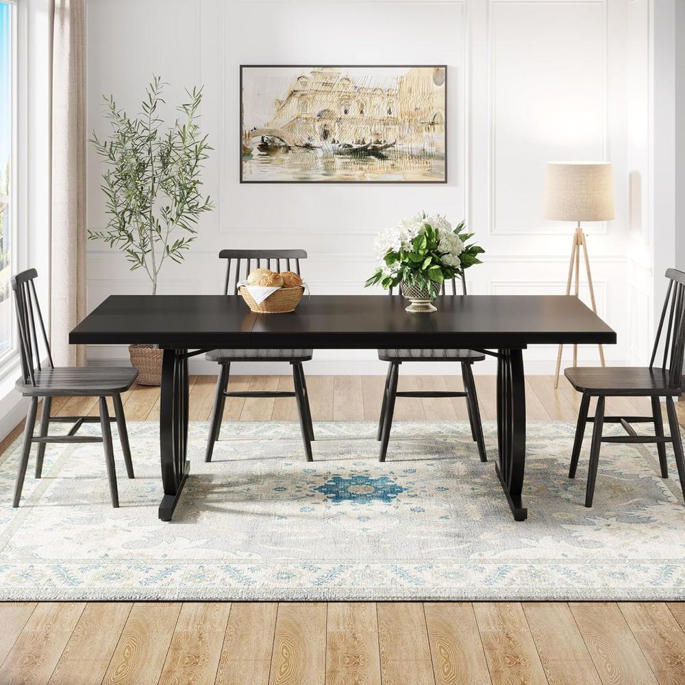Tribesigns Dining Table for 4-6 People, 63-Inch Large Dining Room Table,Modern Industrial Rectangular Kitchen Table Dinner Table
