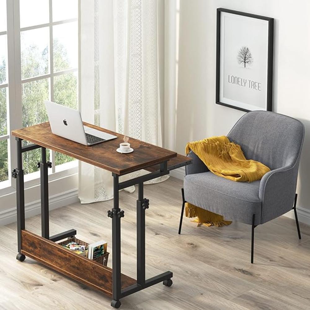 TribeSigns Portable Desk for Sofa and Bed, Height Adjustable Laptop Table Small Standing Desk Rolling Computer Cart